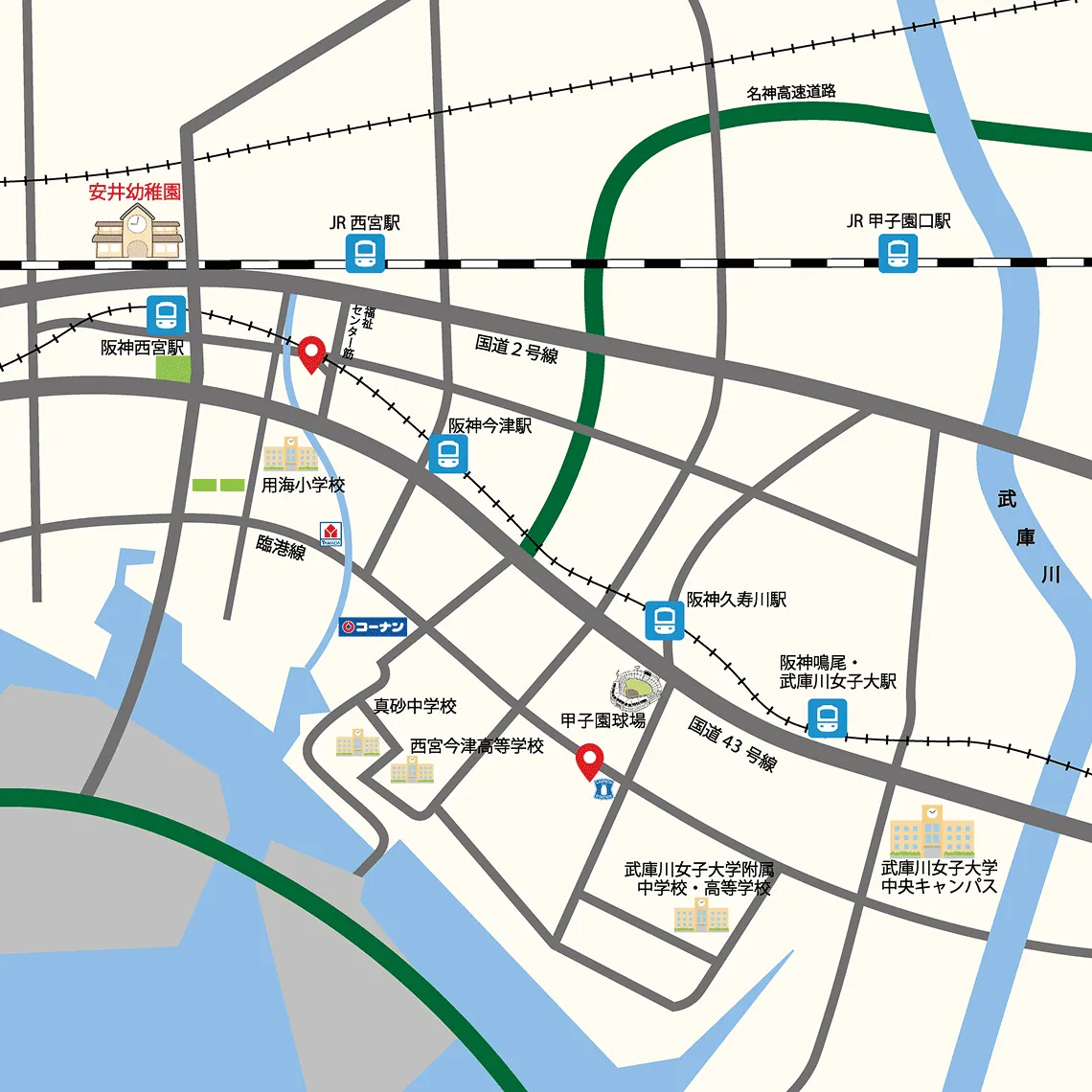 青コースの地図